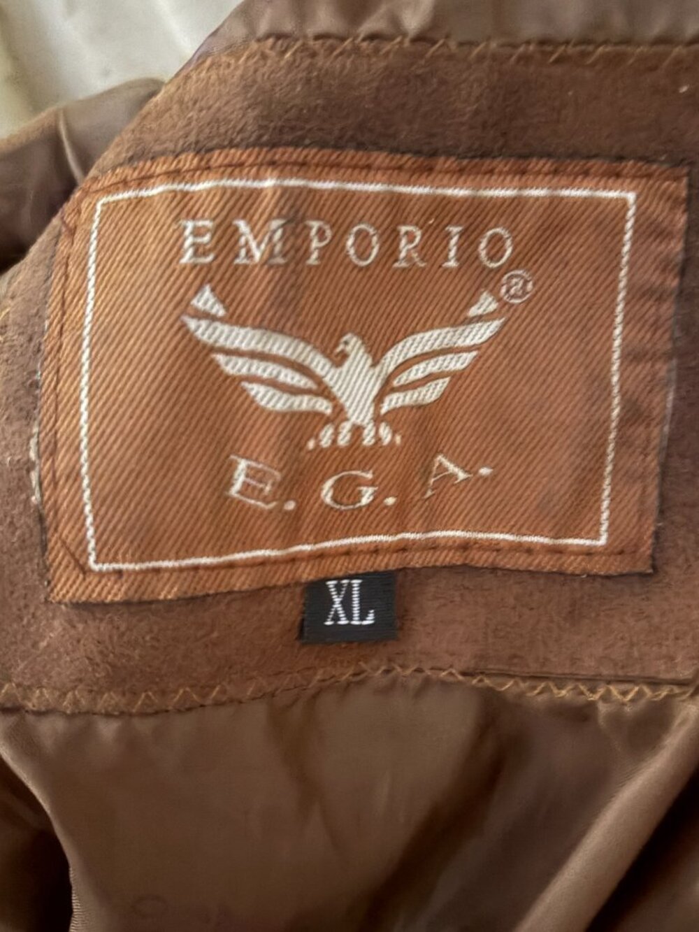 Emporio EGA Fashion Men's Faux Suede Vintage Jacket Camel Brown Size XL - Picture 10 of 10